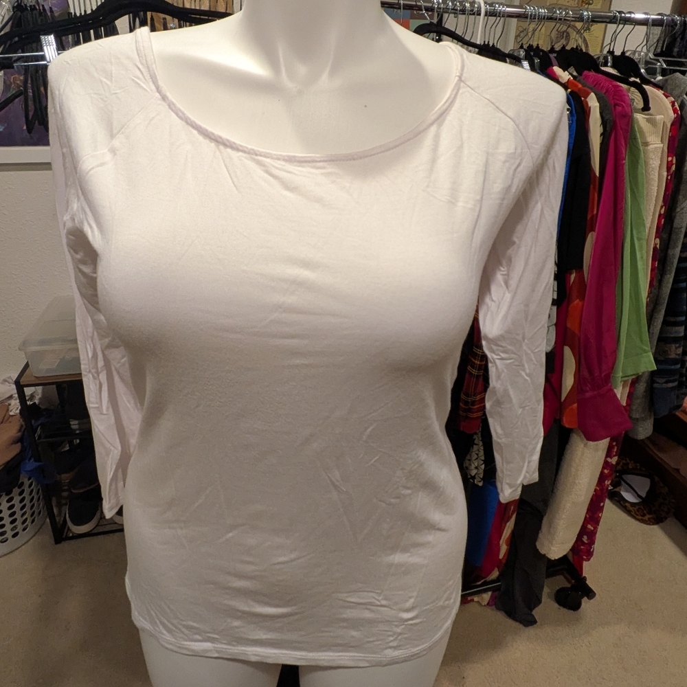 Boston Proper White Long Sleeve Top - L